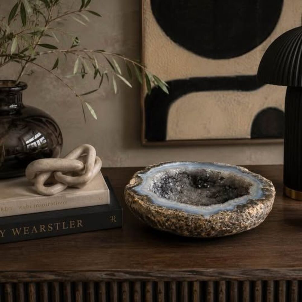 Natural Agate Geode Druzy Crystal Bowl